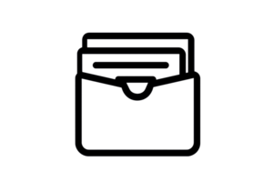 Line art illustration of a folder and file icon, representing digital document management and organization in minimalistic style. png
