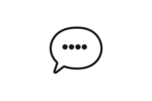 Minimalist speech bubble icon with ellipsis, symbolizing communication, conversation, and dialogue, isolated on a transparent background. png