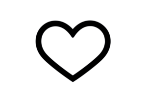 Minimalist black heart icon on transparent background, symbolizing love, care, and affection in a simple and elegant design. png