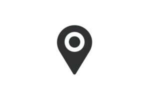 Minimalist black map pin icon on a transparent background. representing location, navigation, and geolocation in digital applications. png