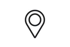 Minimalistic line icon of a map marker or location pin, representing direction, navigation, and geographic pinpointing in style. png