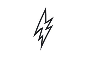 Simple lightning bolt silhouette on a transparent background, symbolizing power, energy, and electricity, perfect for graphic design use. png