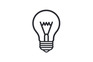 Minimalist illustration of a light bulb symbolizing creativity and innovation on a transparent background. Perfect for business and technology themes. png