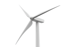 Isolated white wind turbine on a clear background, symbolizing clean energy and sustainable technology for a greener future. png