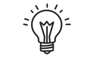 Minimalist icon of a light bulb symbolizing creativity and ideas, with simple lines and a glowing effect, emphasizing innovation and inspiration. png
