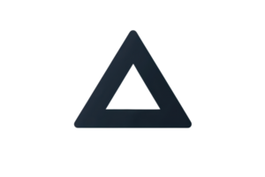 Minimalistic black triangle symbol on a transparent background, representing simplicity, geometry, and modern design in digital art. png