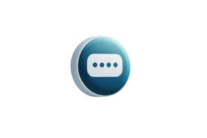 moderno azul 3d bate-papo bolha ícone com elipse. simboliza comunicação, Mensagens, e digital conversas dentro uma virtual ambiente. png