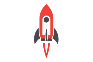 Simple red rocket icon with black fins, symbolizing innovation and launch. Ideal for projects related to space, startups, or technology. png