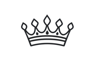 Minimalist black crown icon design, representing royalty, elegance, and power. Ideal for branding, logos, and graphic design projects. png