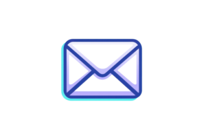 Minimalist icon of an envelope with a blue gradient, representing digital communication, email messaging, and online correspondence. png