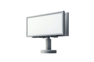 Isolated 3D illustration of a blank outdoor billboard on a transparent background. Ideal for advertising, marketing, and promotional design projects. png