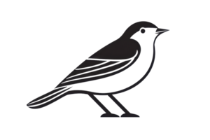 Minimalist bird silhouette in black and white, ideal for logos, icons, and design elements with a focus on simplicity and elegance. png