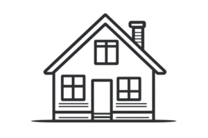 Minimalist line drawing of a house, featuring a simple and modern style, ideal for real estate, architecture, or design projects. png