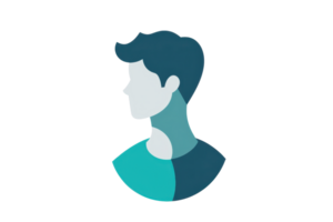 minimalistisch Blau Illustration von ein Mann im Profil Sicht, präsentieren Einfachheit und modern Grafik Design Stil, perfekt zum kreativ Projekte. png