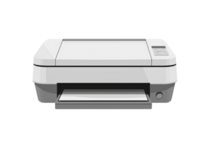 Modern desktop printer isolated on transparent background. Ideal for office tasks, printing documents, and graphic design projects. png