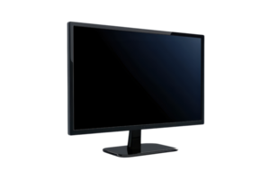 Modern flat-screen computer monitor with a sleek black design, featuring a high-definition display ideal for office and home use. png