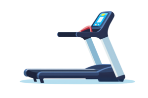 Modern treadmill design for home and gym fitness sessions. Blue and sleek, perfect for cardio workouts and running exercises. png