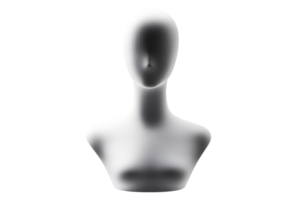Minimalist mannequin head and shoulders on a plain background, showcasing simplicity and elegance in a neutral color scheme. png