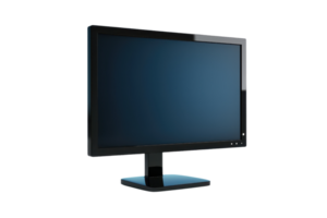 Modern black computer monitor on a transparent background. perfect for tech presentations or advertising digital devices in sleek style. png