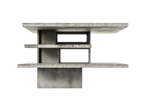 Modern concrete structure with clean architectural lines, rectangular shapes, and industrial design, isolated on transparent background. png