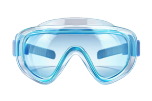 Protective safety goggles with transparent lenses, essential for eye protection in labs or construction. Clear view and secure fit. png