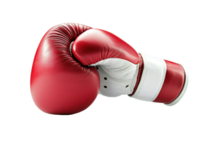 Red boxing glove isolated on a transparent background. representing sport, fitness, and competition. Perfect for training and fighting themes. png