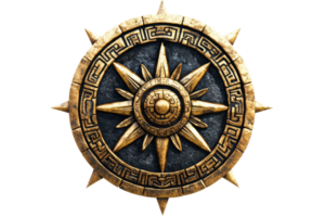 Ornate compass rose with intricate gold details on a dark background, symbolizing navigation, exploration, and guidance. png