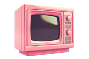 Retro pink television set with dials and vintage design, evoking nostalgia and classic style. Perfect for media and retro-themed projects. png