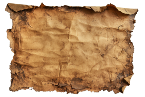 Old, weathered parchment paper with a textured surface, perfect for backgrounds or historical projects. png