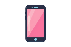 illustration of a modern smartphone with a vibrant pink screen, designed in a minimalist style. Ideal for tech and communication themes. png