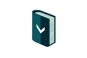 illustration of a closed book with a checkmark, symbolizing knowledge, approval, or verification in a modern, sleek style. png