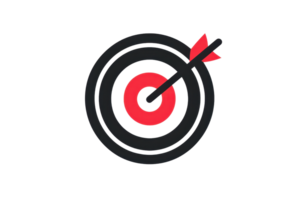 illustration of a bullseye target with an arrow, symbolizing precision, success, and goal achievement. Ideal for business themes. png