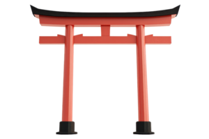 Traditional red torii gate standing as an iconic symbol in Japanese culture, symbolizing the transition to sacred spaces. png