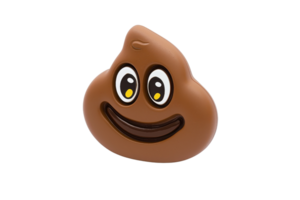 Smiling poop emoji with expressive eyes on a transparent background. conveying humor and emotion in digital communication. png