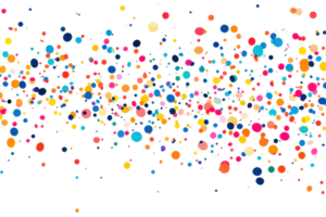Vibrant abstract pattern with multicolored circles on a transparent background. creating a lively, energetic visual effect, perfect for modern designs. png
