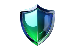 Vibrant abstract shield icon symbolizing security, protection, and safety with a glossy, modern design. Ideal for technology and security themes. png