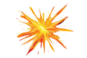 Vibrant burst of yellow and orange colors creating an abstract explosion effect on a transparent background. Perfect for dynamic designs. png