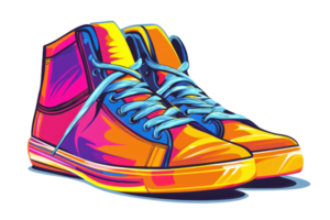 Vibrant colorful sneakers illustration, perfect for fashion and streetwear themes. Eye-catching design ideal for creative projects and prints. png