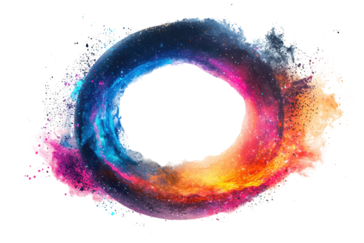 vibrante cósmico poeira rodopiando dentro uma circular padrão, criando uma hipnotizante semelhante a uma galáxia explosão do cores e texturas. png