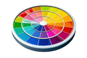 Vibrant color wheel showcasing a spectrum of hues, perfect for design inspiration and color theory reference. Ideal for artists and designers. png