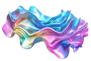 Vibrant 3D abstract shape in iridescent colors, showcasing a fluid and dynamic form. Perfect for digital art and creative design projects. png
