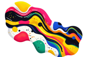 Vibrant abstract art with dynamic colorful waves and dots, creating a lively and energetic visual experience. Perfect for modern design projects. png