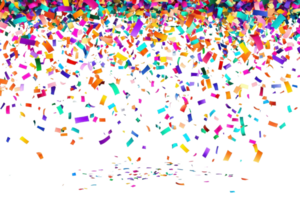 Vibrant abstract background with colorful confetti pieces scattered on a black surface, creating a festive and dynamic visual effect. png