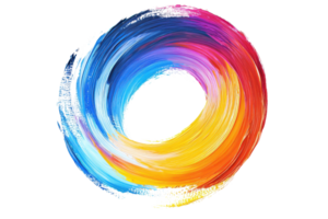 Vibrant abstract colorful swirl brushstroke on transparent background. symbolizing creativity and energy in motion, ideal for dynamic artistic projects. png
