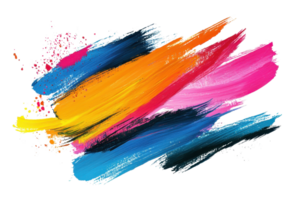 Vibrant abstract brush strokes in bright colors create a dynamic composition, perfect for artistic backgrounds or creative projects. png