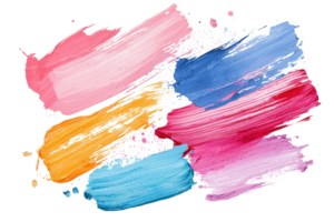 Vibrant abstract brushstrokes in various colors create an artistic pattern on the canvas, showcasing creativity and expression. png