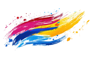 Vibrant abstract paintbrush strokes showcasing dynamic colors of red, blue, and yellow on a transparent background. capturing artistic creativity. png