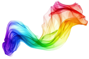 Vibrant abstract rainbow wave against transparent background. depicting motion and creativity in colorful fluid shapes. png
