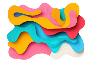 Vibrant abstract paper art with colorful layered shapes, creating a playful and dynamic visual composition ideal for modern design projects. png