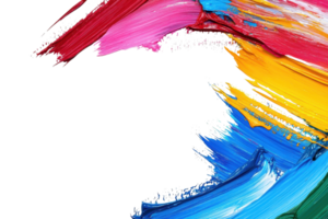 Vibrant abstract paint strokes in red, pink, yellow, blue, and orange on a transparent background. showcasing dynamic color and artistic expression. png